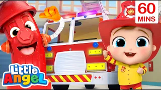 Baby John Fire Safety Song + 60 Mins of Job and Career Songs | Little Angel Nursery Rhymes for Kids