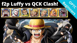 f2p 5+ PSY Luffy vs EVERY single QCK Raid! Beginner friendly teams! OPTC Clash