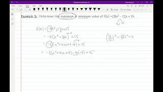 Determining the MaxMin Value in Standard Form Example 2