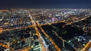 あべのハルカス展望台 ハルカス300からの大阪夜景 Night View from Abeno Harukas Observatory Osaka Japan