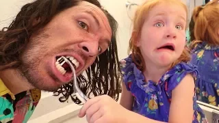 ADLEY GETS ME READY!! Family Morning Routine, Vampire Teeth, and a Beach Day!!