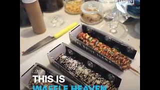 This dessert spot serves waffles on a stick