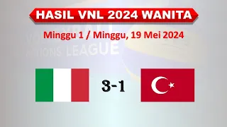 Hasil VNL 2024 Wanita Hari Ini │ Volleyball Nation’s League │ Italia vs Turki │ Minggu, 19 Mei 2024