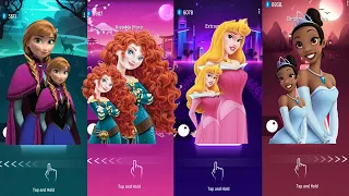 💖Disney Anna Frozen 🆚 Merida 🆚 Princess Aurora 🆚 Tiana 💖princesses Tiles Hop EDM Rush