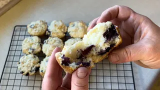 Let’s Bake: Blueberry Cream Muffins! Sour cream?? Yes sour cream! Very tasty and easy to make! Mmmm!