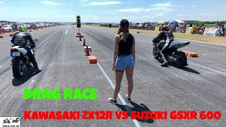 Kawasaki ZX12R vs Suzuki GSXR 600 motorcycle drag racing 1/4 mile 🏍🚦 - 4K UHD