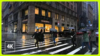 Rain NEW YORK 4k - Walking in the rain in Manhattan