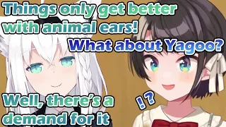 Fubuki talks about animal ears | Cat ears Yagoo? | Subaru gets sacrificed [hololive/ENG Sub]