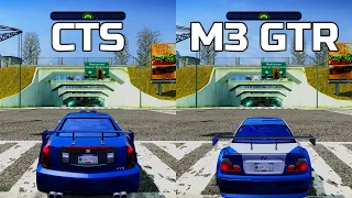 NFS Most Wanted: Cadillac CTS vs BMW M3 GTR - Drag Race