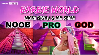 Nicki Minaj & Ice Spice – Barbie World - Noob vs Pro vs God (Fortnite Music Blocks) With Map Code!