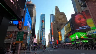 ⁴ᴷ⁶⁰ Cycling NYC State of Emergency (Narrated) : Midtown [Times Square, 42nd St] (April 22, 2020)