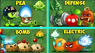 6 Team PEA x POISON x LAUNCH x MINE x DEFENSE x ELECTRIC - PvZ 2 Team Plant Battlez