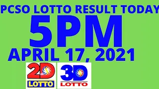 5PM PCSO LOTTO RESULT TODAY APRIL 17, 2021 2D 3D EZ2 SWERTRES