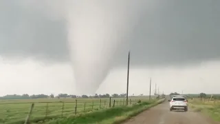 Possible Tornado Swirls Near Road in Northern Texas