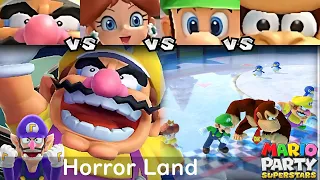 Mario Party Superstars Wario vs Daisy vs Luigi vs Donkey Kong in Horror Land