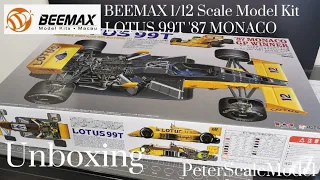 LOTUS 99T / '87 MONACO / PLATZ / BEEMAX 1/12 / Scale Model Unboxing / Ayrton Senna