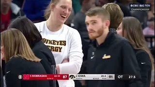 Last minute of the thrilling overtime in Nebraska vs Iowa WBB B1G tournament title game