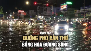 Cuộc sống đêm trên đường phố Cần Thơ đảo lộn vì triều cường lên cao