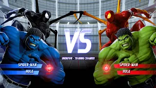 Black Spider-Man & Blue Hulk vs Red Spider-Man & Green Hulk (Hardest) Marvel vs Capcom Infinite