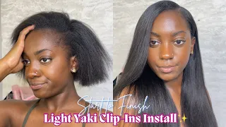 NATURAL BLOWOUT ✨Light Yaki Seamless Clip-Ins Install 🦋 ft. Better Length