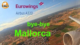 Take-off at Palma de Mallorca Airport with gunman at runway, 4K uncut inflight video
