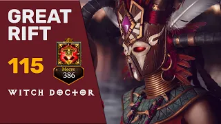 ДИАБЛО 3 ВП 115 КОЛДУН СОЛО | DIABLO 3 GREAT RIFT 115 WITCH DOCTOR SOLO | RANK 386