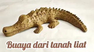 cara membuat buaya dari tanah liat / membuat patung hewan dari tanah liat