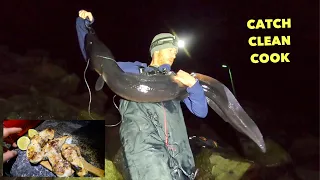 Hand Lining MASSIVE EELS By Hand ! Catch Clean Cook Conger Eel