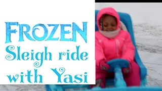 Disney Frozen Sleigh Ride-On Power Wheels for Kids With Yasi!!!