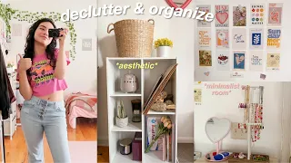 DECLUTTER and organize with me!! rearranging my room, new decor, minimalist inspired 🛋