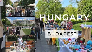 [4K] 60fps, Hungary, Budapest, Second-hand clothes fair on Elisabeth Square