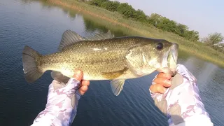 Bass fishing of the boat with my son