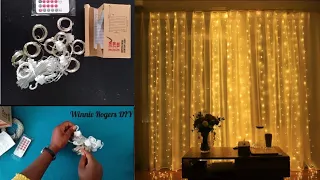 how to put up fairy lights in your room/curtain fairy lights diy