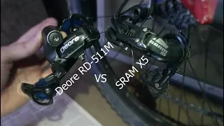 VeloVlog #02  Задний переключатель - Shimano Deore RD-511(2007г) VS Sram X5 (2014г) - (yi lite)