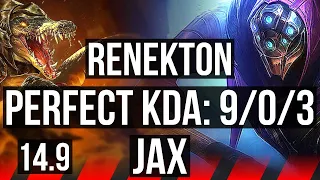 RENEKTON vs JAX (TOP) | 9/0/3, 6 solo kills, Legendary | EUW Master | 14.9
