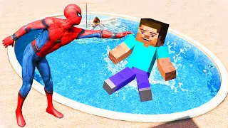 GTA 5 Ragdolls Spiderman vs Minecraft Steve Jumps/Fails (Euphoria Physics) #170