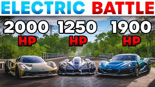 FH5 Electric Hypercar Battle | Rimac Nevera VS Lotus Evija VS Raesr Tachyon Speed!