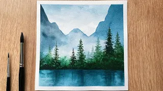 A Misty Forest Scenery | Easy Watercolor Painting For Beginners #shorts #shortsart