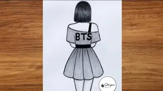 Bts girl drawing | bts drawing | pencil sketching for beginners