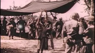 Japanese prisoners get into a truck in Saipan, Mariana Islands during World War I...HD Stock Footage