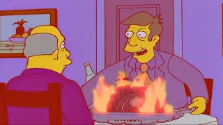 Steamed Hams but Skinner serves Chalmers the ruined roast