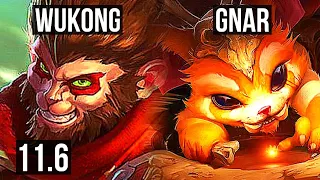 WUKONG vs GNAR (TOP) | 3.4M mastery, 10/2/12, 700+ games, Dominating | BR Master | v11.6