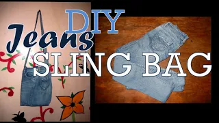 RECYCLED SLING BAG IDEA OUT OF OLD JEANS | DIY