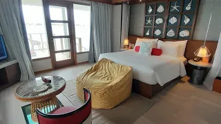 Oblu Select Lobigili Maldives new resort review. SunNest Water Villa room tour @WetravelMaldives