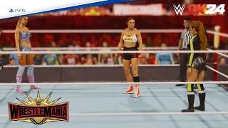 Becky Lynch VS Charlotte Flair VS Ronda Rousey WrestleMania 35 | WWE2K24 Showcase | 16th Match PS5