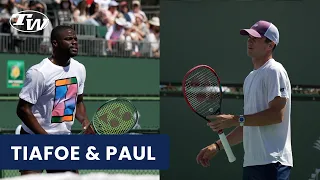 American ATP Pros Frances Tiafoe & Tommy Paul point play & practice at the BNP Paribas Open 2024