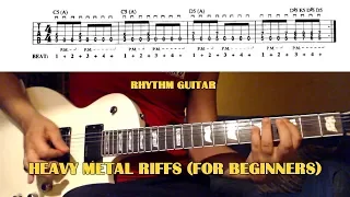 5 Heavy Metal Guitar Riffs (for beginners) GUITAR LESSON TUTORIAL with TABS