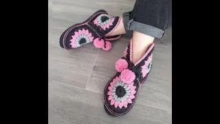 Lovely crochet slippers. Милые вязаные тапочки.