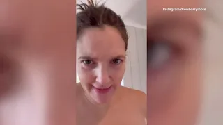 Video: Drew Barrymore gets interrupted mid shave by house alarm