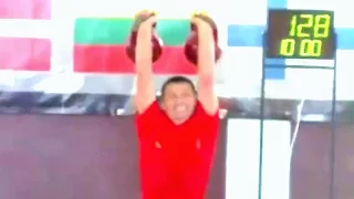 Fyodor Fuglev - 2 x 32 kg kettlebell jerk 128 reps (Estonia, 2009)